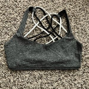 LuLuLemon Free to Be Sports Bra size 4, Heather gray with white and black straps